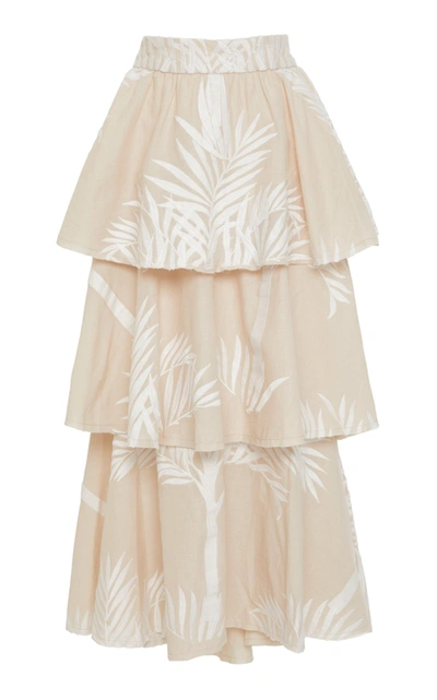 Shop Johanna Ortiz Tremendously Wild Embroidered Cotton Voile Skirt In Neutral