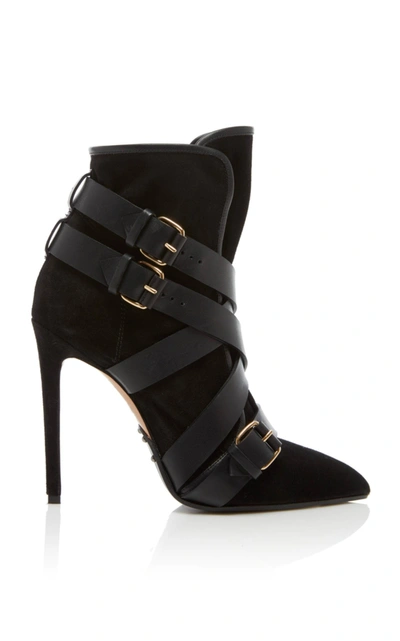 Shop Balmain Jakie Buckle Bootie In Black