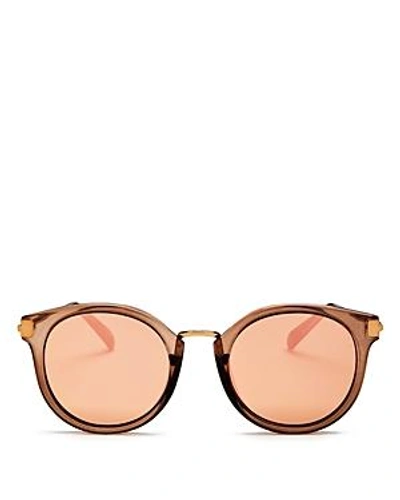 Shop Le Specs Women's Last Dance Mirrored Round Sunglasses, 51mm In Mocha/brass