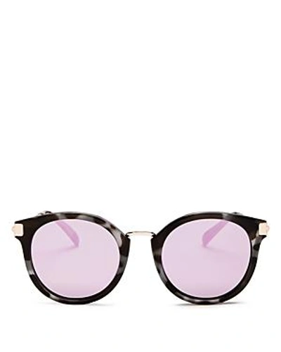 Shop Le Specs Women's Last Dance Mirrored Round Sunglasses, 51mm In Coal Tortoise/peach