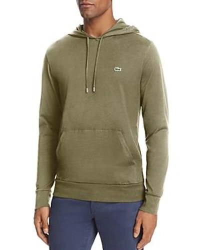 Shop Lacoste Long Sleeve Jersey Hooded Tee In Aloe Green