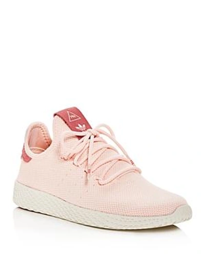 Shop Adidas Originals Women's Pharrell Williams Hu Lace Up Sneakers In Icey Pink/chalk White