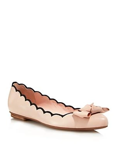 Shop Kate Spade New York Women's Nannete Scalloped Leather Pointed Toe Flats In Ballet Pink