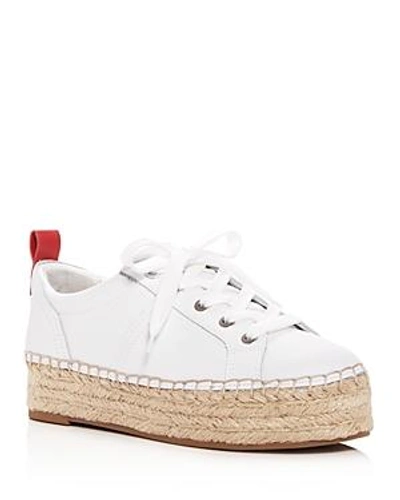 Shop Sam Edelman Women's Carleigh Leather Platform Espadrille Sneakers In White/red