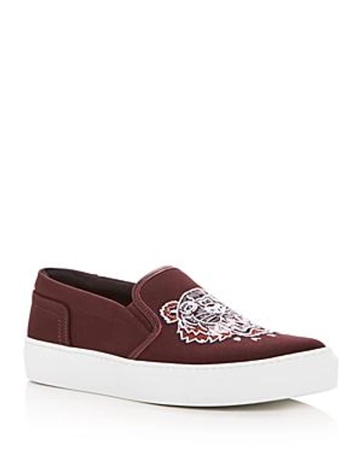 Shop Kenzo Women's Main Tiger Embroidered Slip-on Sneakers In Bordeaux