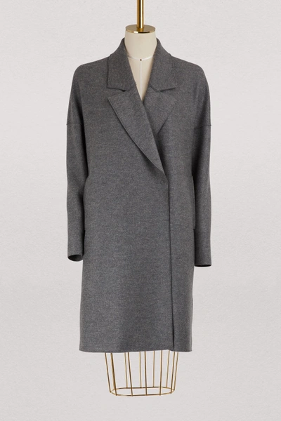 Shop Harris Wharf London Virgin Wool Oversized Coat In Grey Moulinè