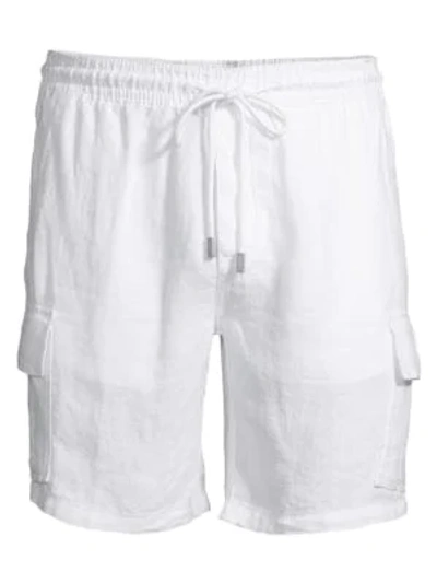 Shop Vilebrequin Linen Cargo Shorts In White