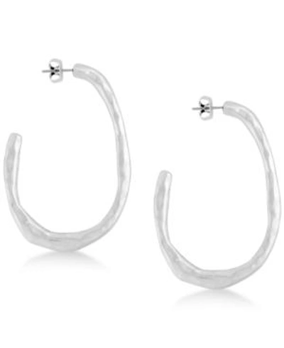 Shop Lucky Brand Silver-tone Organic Open Hoop Earrings