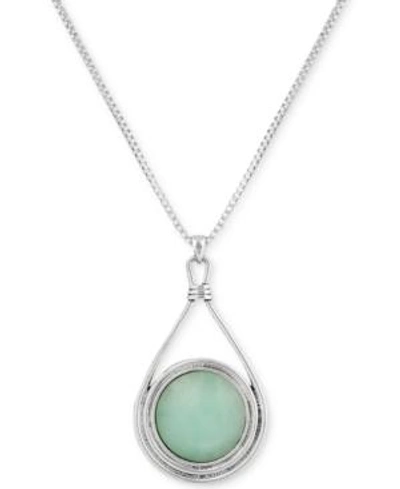 Shop Lucky Brand Silver-tone Round Stone Reversible 32" Pendant Necklace