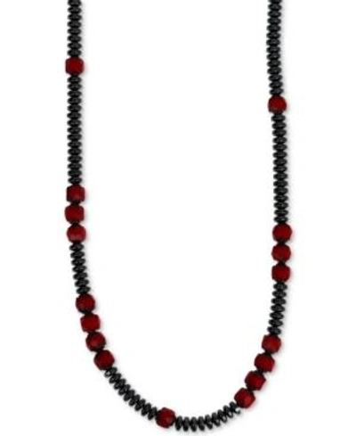 Shop King Baby Men's Hematite (4mm) & Glass Bead 22" Statement Necklace In Sterling Silver