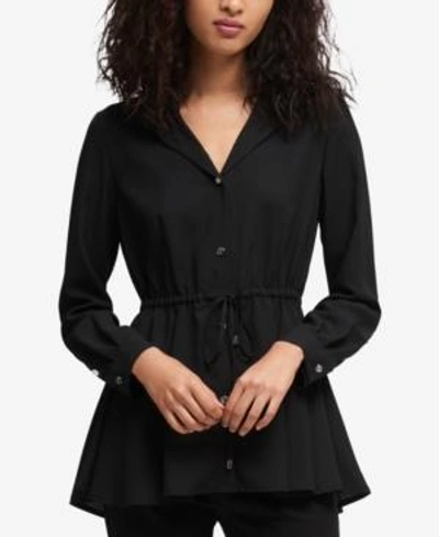 Shop Dkny Drawstring Shirt, Created For Macy's In Black
