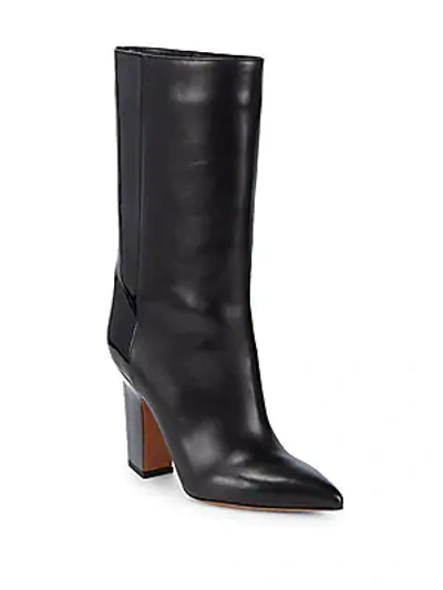 Shop Valentino Mid-calf Leather Boots In Black