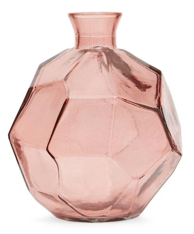 Shop San Miguel Recycled Glass Short Origami Vase In Pink