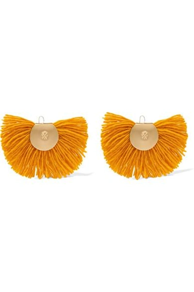 Shop Katerina Makriyianni Hand Fan Gold-tone Wool Earrings