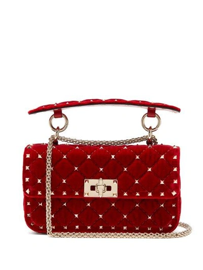 Rockstud spike velvet clutch bag Valentino Garavani Red in Velvet - 34737843