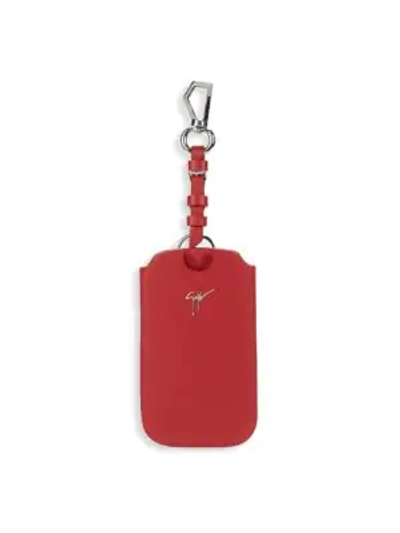 Shop Giuseppe Zanotti Logo Leather Keychain In Flame