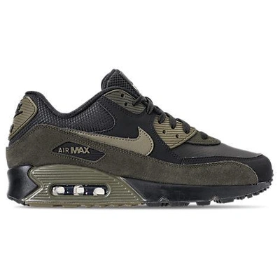 Shop Nike Men's Air Max 90 Leather Running Shoes, Green/black