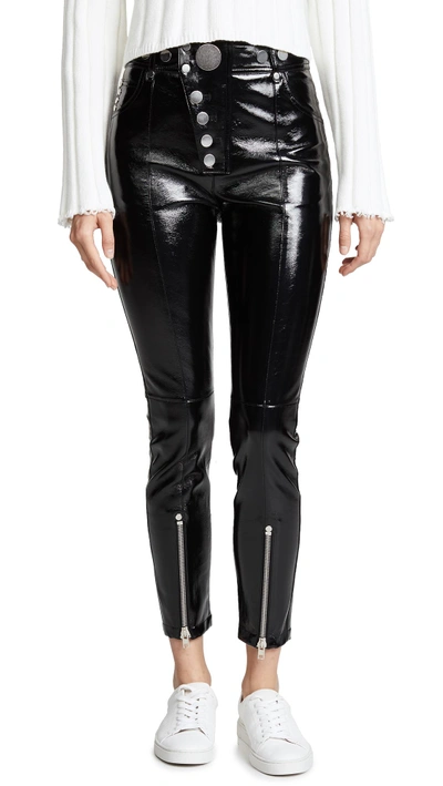Shop Alexander Wang Patent Leather Leggings With Snaps In Black