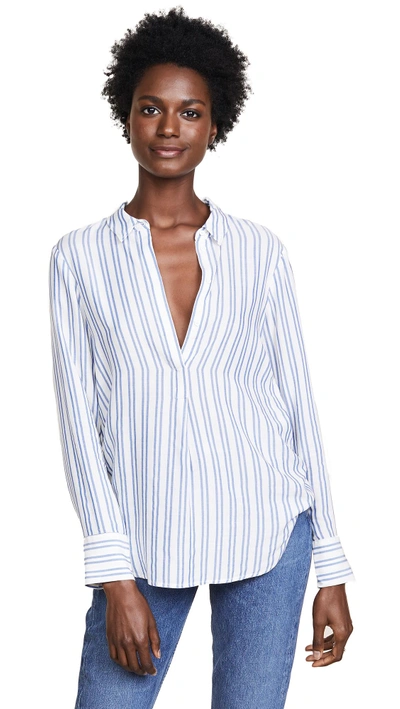 Shop Ayr The Hew Henley In Blue White Stripes