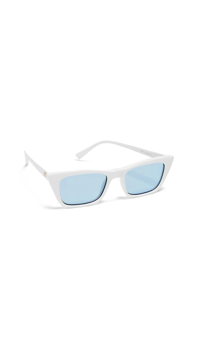Shop Le Specs I Feel Love Sunglasses In Optic White/blue