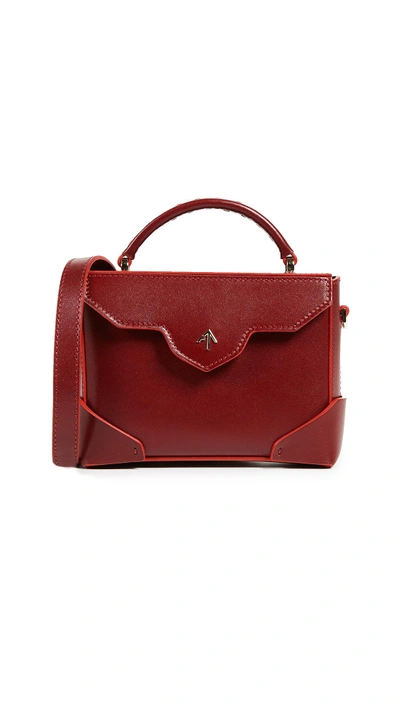 Shop Manu Atelier Micro Bold Top Handle Bag With Leather Strap In Red