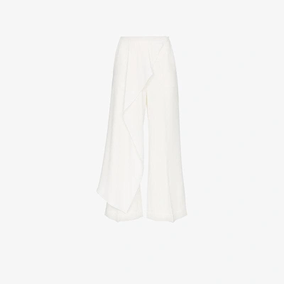 Shop Roland Mouret Griffith Asymmetric Front Trousers In White