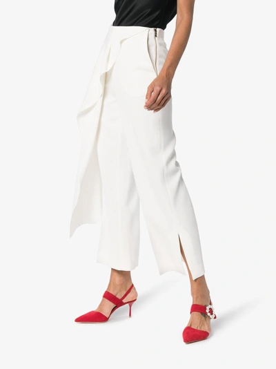 Shop Roland Mouret Griffith Asymmetric Front Trousers In White