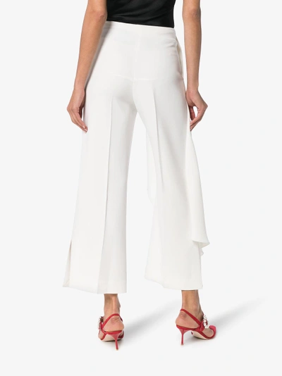 Shop Roland Mouret Griffith Asymmetric Front Trousers In White