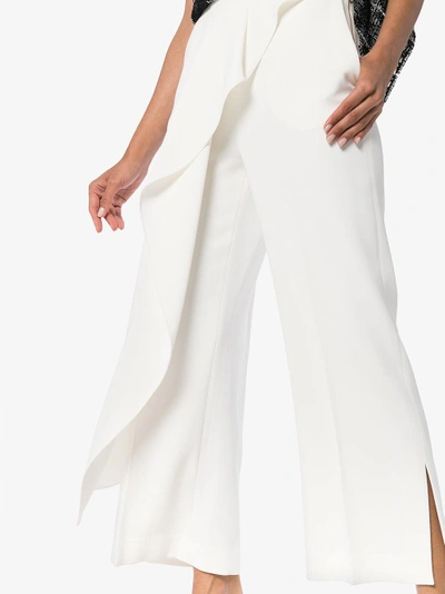 Shop Roland Mouret Griffith Asymmetric Front Trousers In White