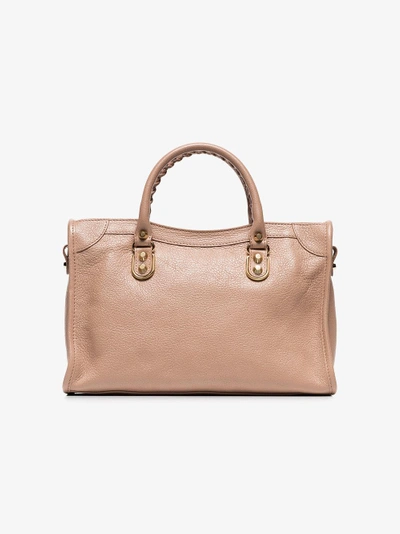 Shop Balenciaga Pink Metallic Edge Classic City S Leather Bag In Nude/neutrals