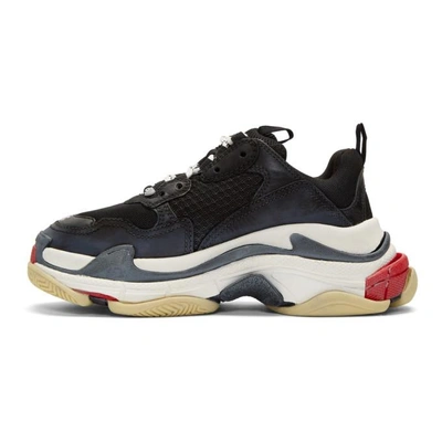 Balenciaga Triple S Logo-embroidered Leather, Nubuck And Mesh Sneakers In 1000 Black