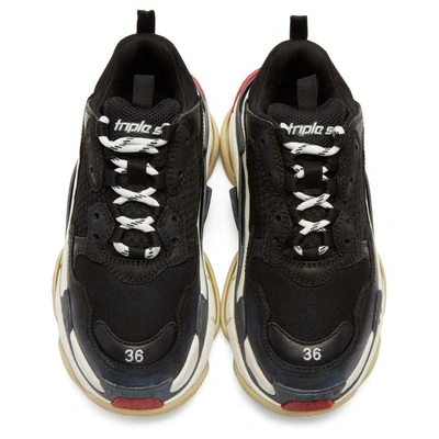 Balenciaga Triple S Logo-embroidered Leather, Nubuck And Mesh Sneakers In 1000 Black