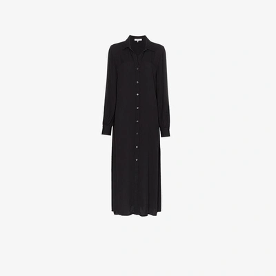 Shop Frame Denim Button Down Shirt Dress In Black