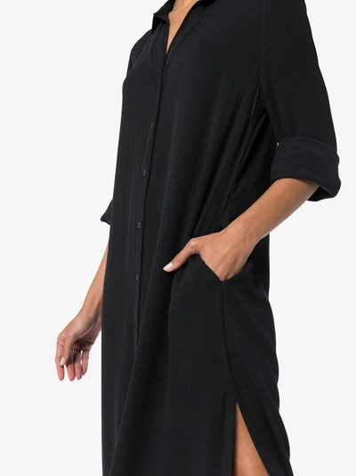 Shop Frame Denim Button Down Shirt Dress In Black