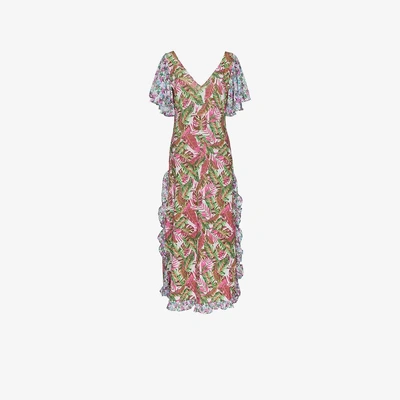 Shop All Things Mochi Leandra Floral Maxi Dress In Pink/purple