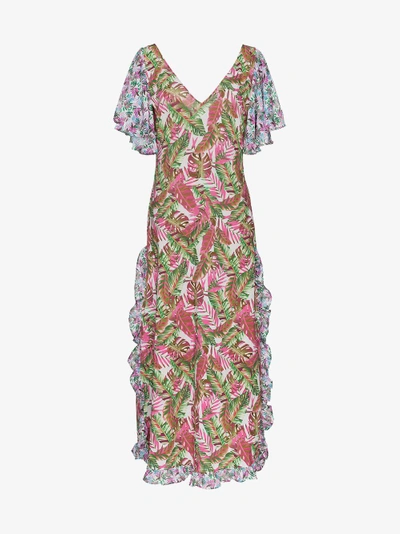 Shop All Things Mochi Leandra Floral Maxi Dress In Pink/purple