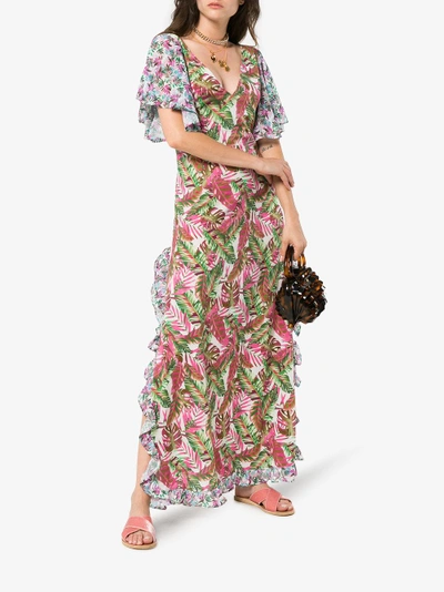 Shop All Things Mochi Leandra Floral Maxi Dress In Pink/purple