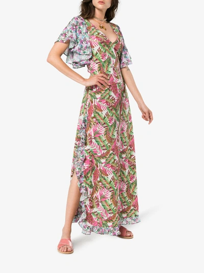 Shop All Things Mochi Leandra Floral Maxi Dress In Pink/purple