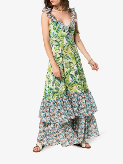 Shop All Things Mochi Amanda Floral Maxi Dress In Green