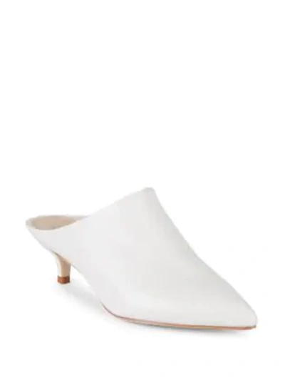 Shop Pour La Victoire Korrine Leather Kitten Heel Mules In Ivory