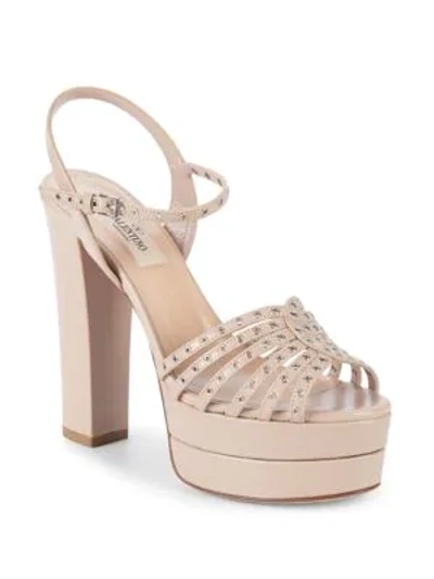 Shop Valentino Leather Ankle-strap Sandals In Blush