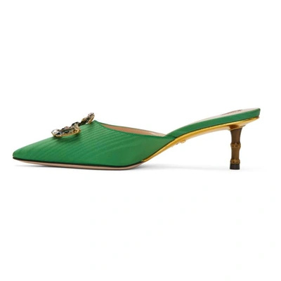 Shop Gucci Green Unia Bamboo Heel Mules In 3727 Green