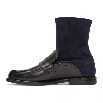 Shop Loewe Black And Navy Sock Boots In 1192 Blk/bl