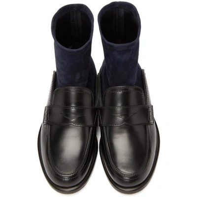 Shop Loewe Black And Navy Sock Boots In 1192 Blk/bl