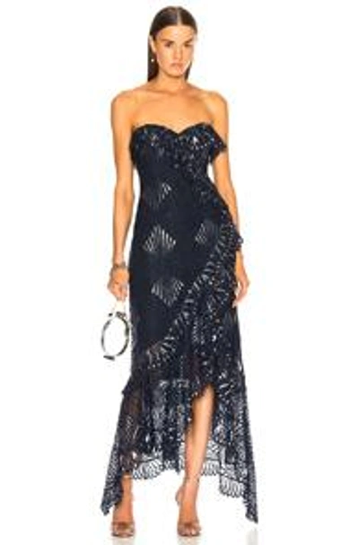 Shop Jonathan Simkhai Metallic Asymmetrical Bustier Dress In Blue