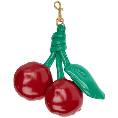 Shop Anya Hindmarch Red And Green Cherry Charm Keychain In 003 Red