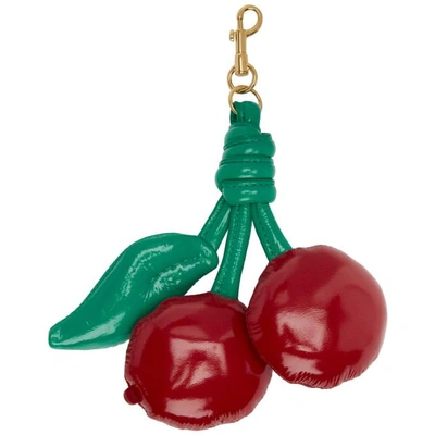 Shop Anya Hindmarch Red And Green Cherry Charm Keychain In 003 Red