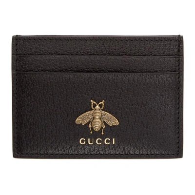 Shop Gucci Black Bee Card Holder In 1000 Black