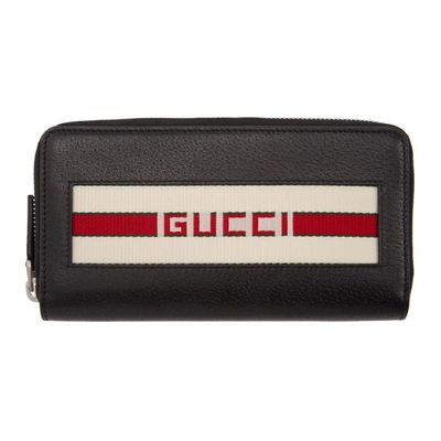 Shop Gucci Black Logo Continental Wallet In 1094 Blk/ec