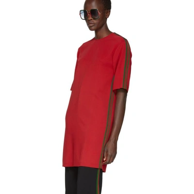 Shop Gucci Red Webbing Tunic Dress In 6100 Red